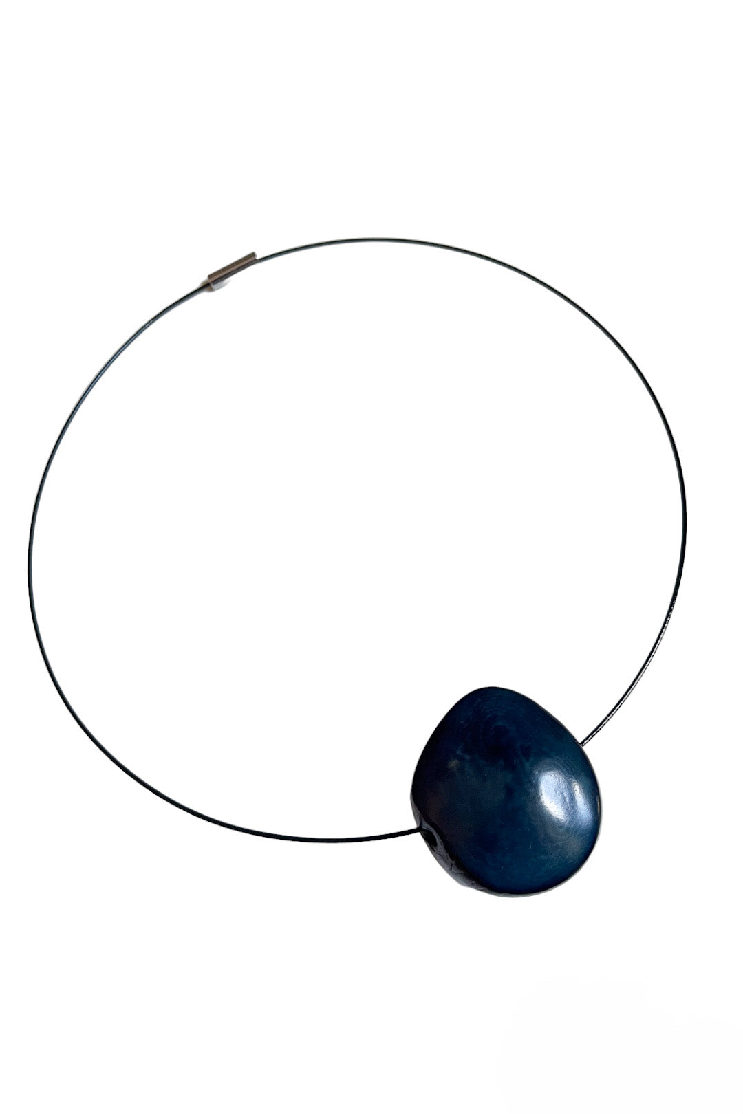 Flattened Seed Wire Necklace Deep Blue
