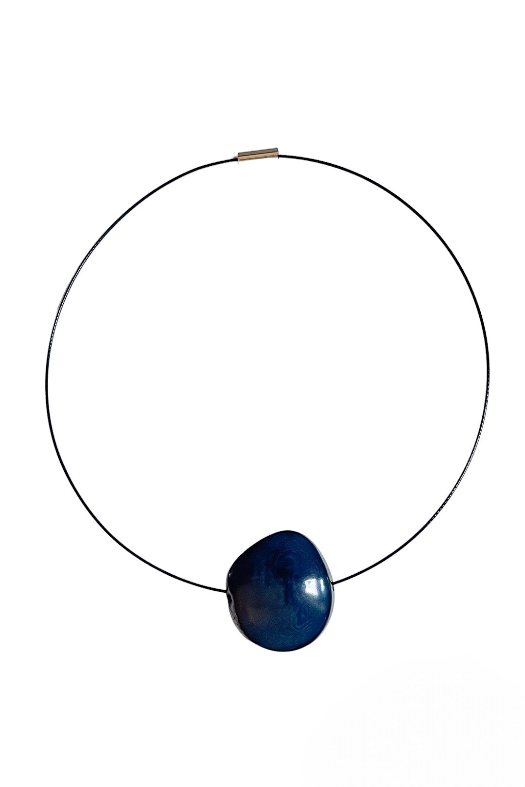 Flattened Seed Wire Necklace Deep Blue