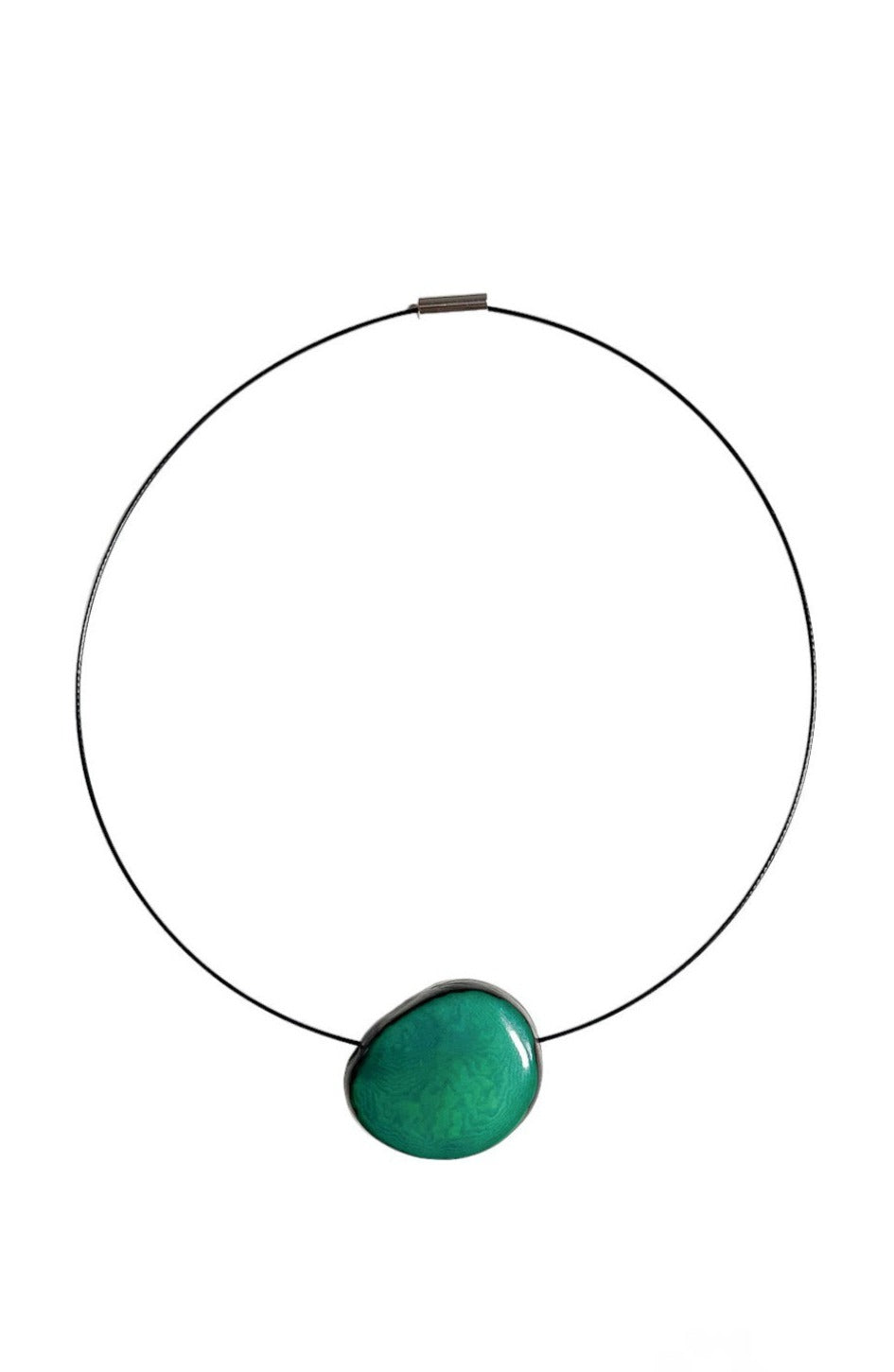 Flattened Seed Wire Necklace Green