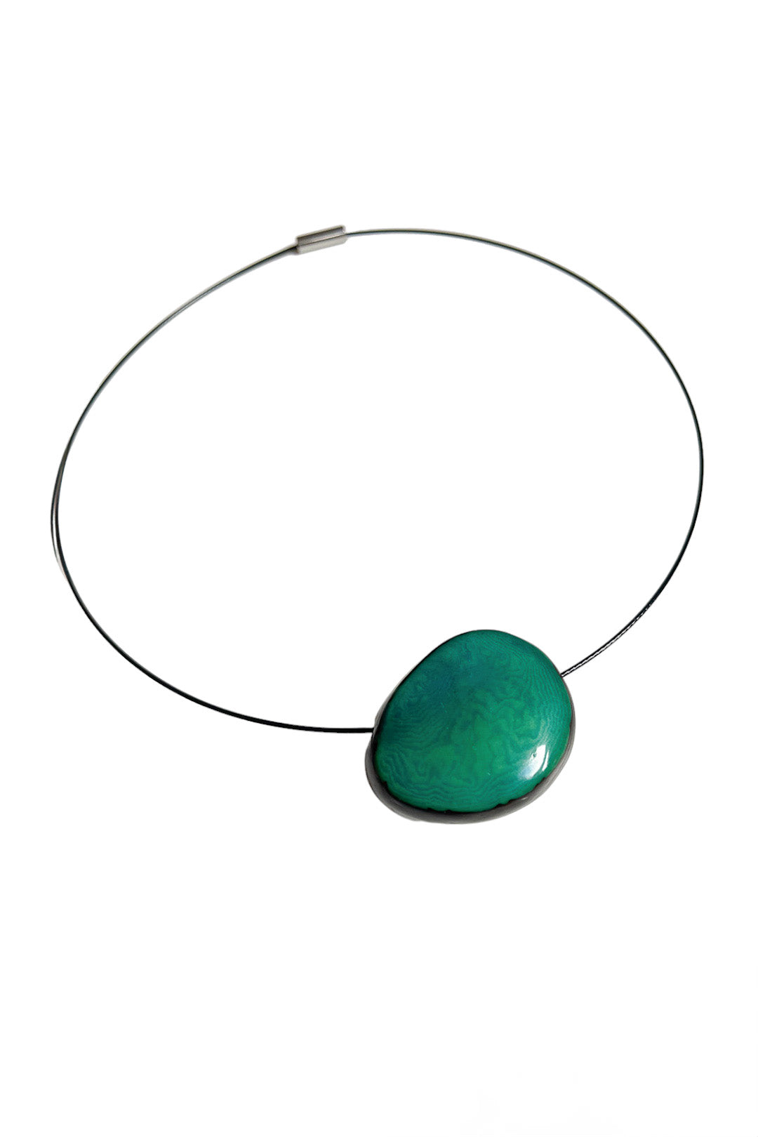 Flattened Seed Wire Necklace Green