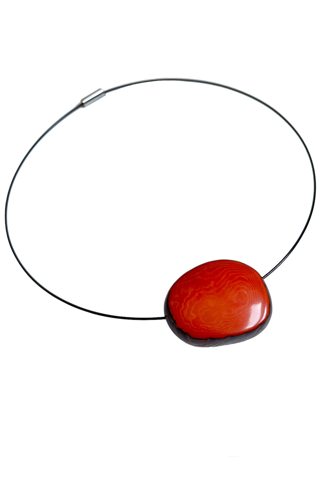 Flattened Seed Wire Necklace Orange