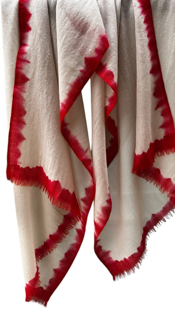 Dip Dyed Red Border Shawl
