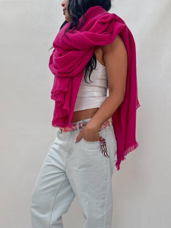 Block Colour Pashmina Fuchsia