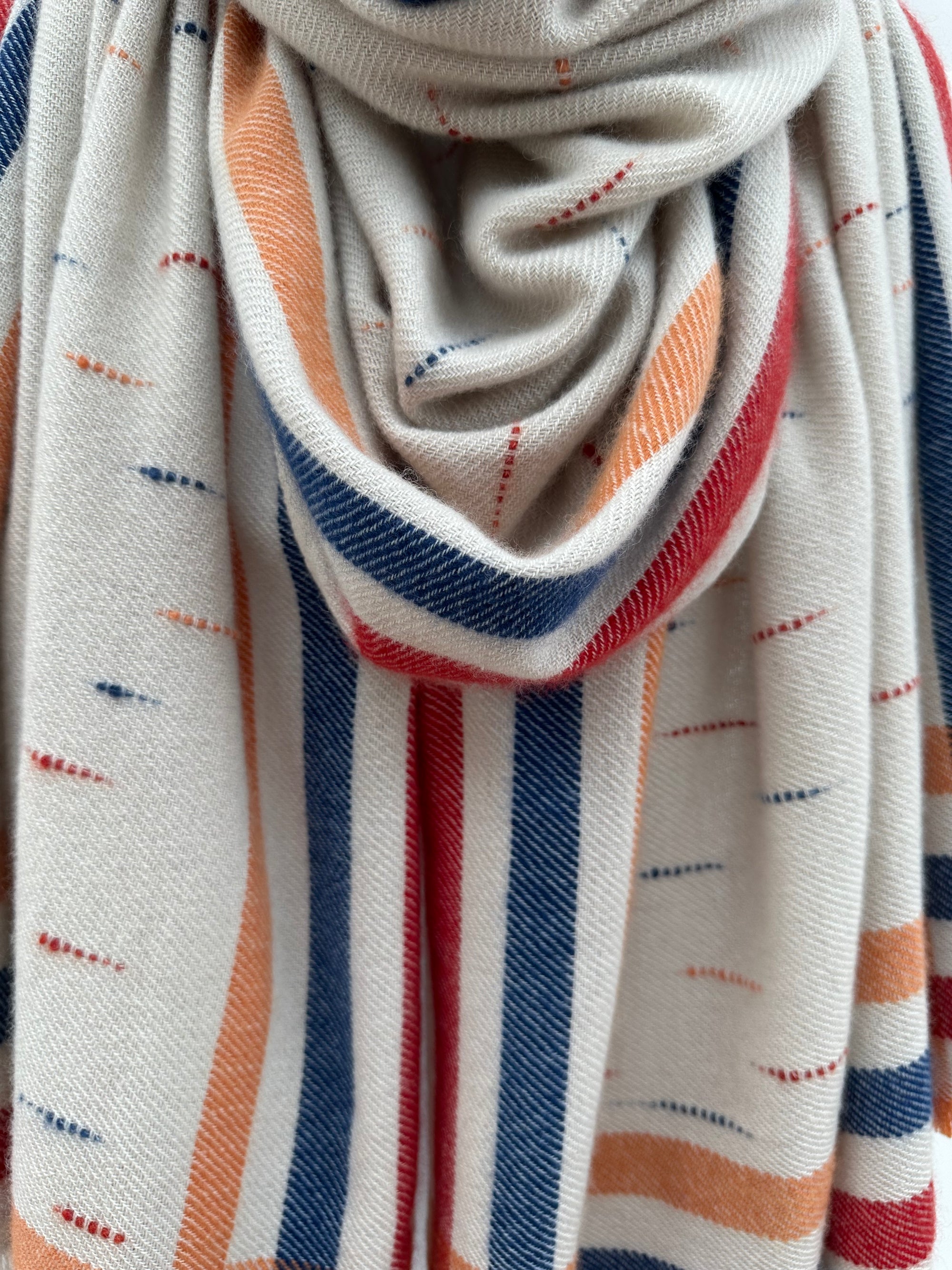 Cream Multi Striped Shawl