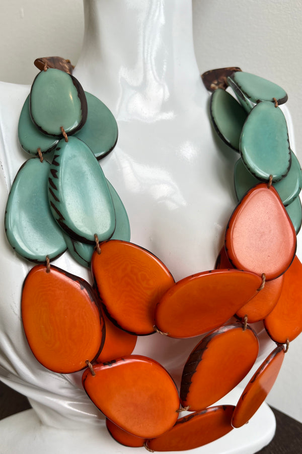 Petala Necklace Aqua/Orange