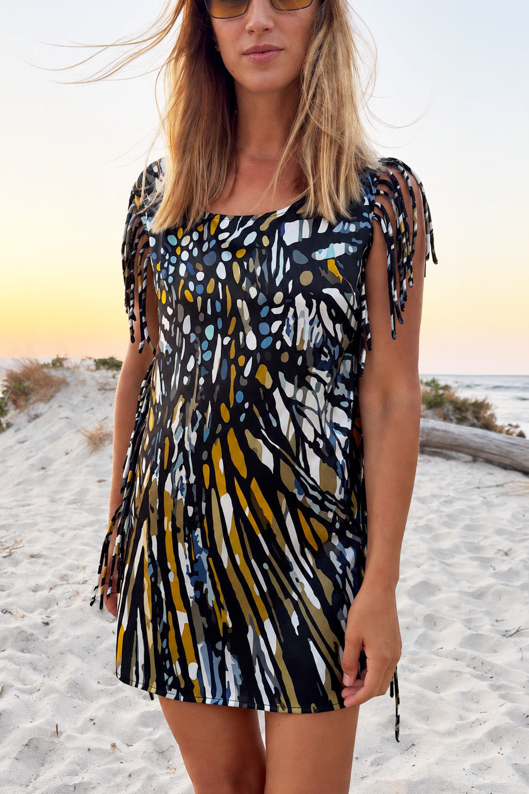 Seaweed Kaya Fringe Mini Silk Dress