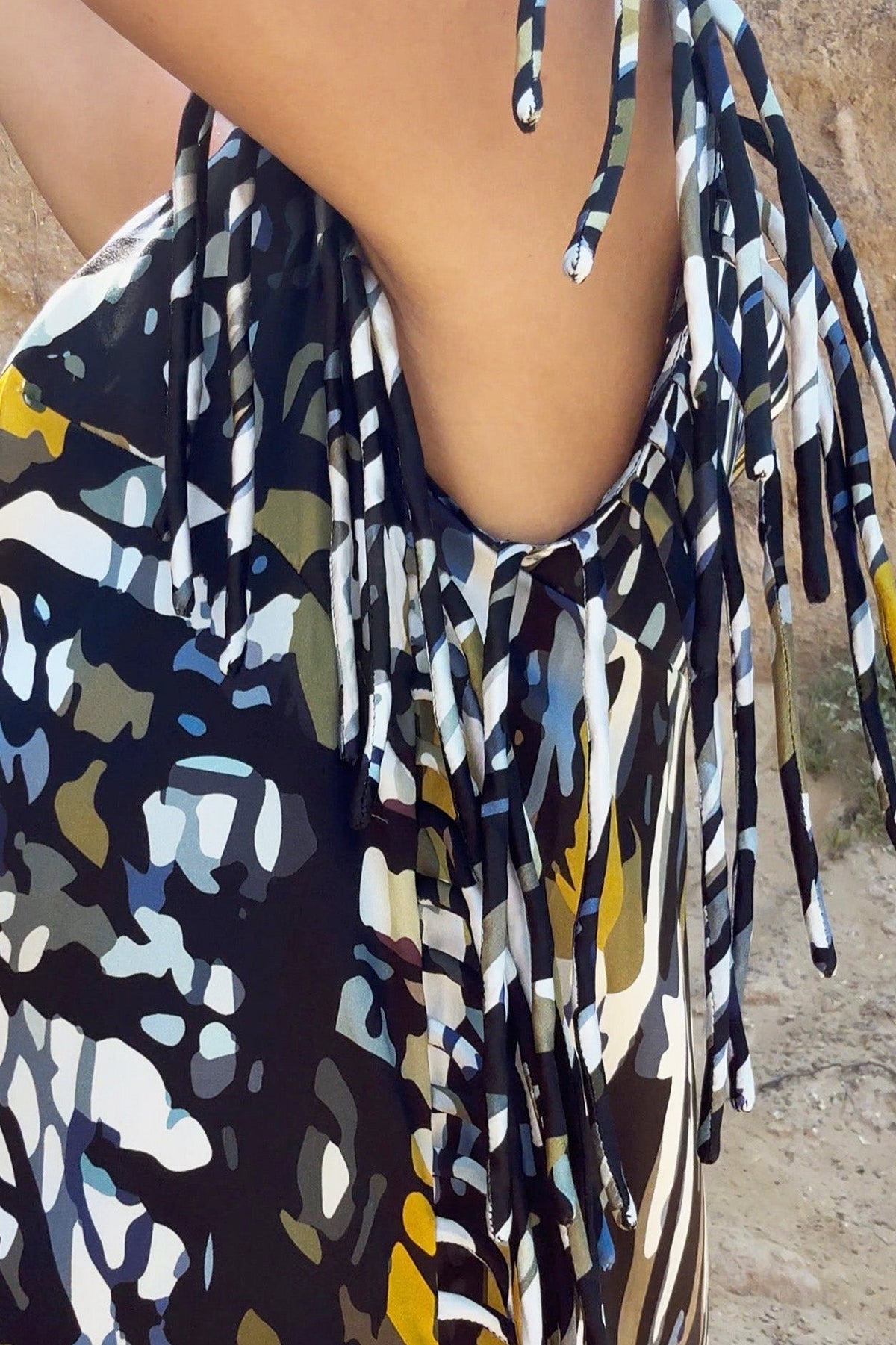 Seaweed Kaya Fringe Mini Silk Dress