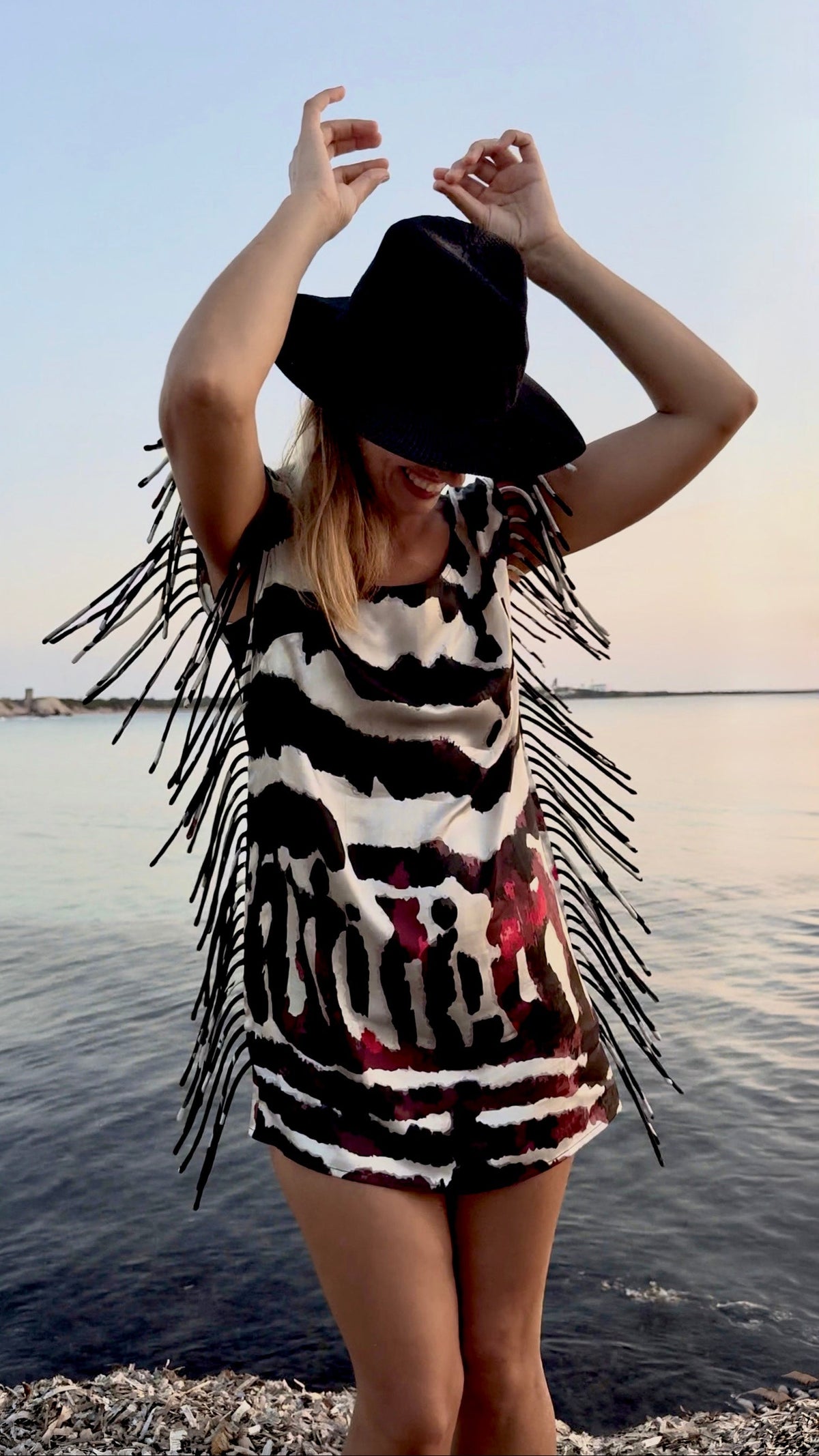 Mariposa Kaya Fringe Mini Silk Dress