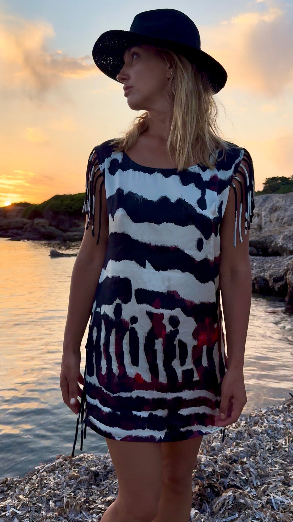 Mariposa Kaya Fringe Mini Silk Dress