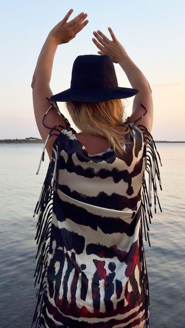 Mariposa Kaya Fringe Mini Silk Dress