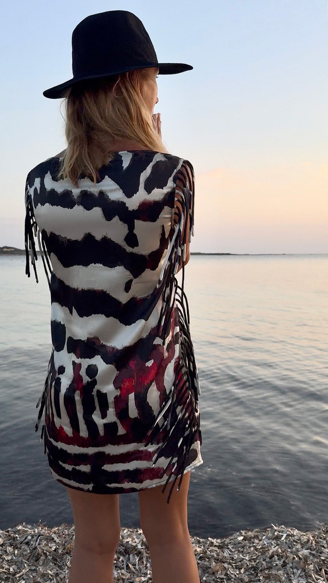 Mariposa Kaya Fringe Mini Silk Dress