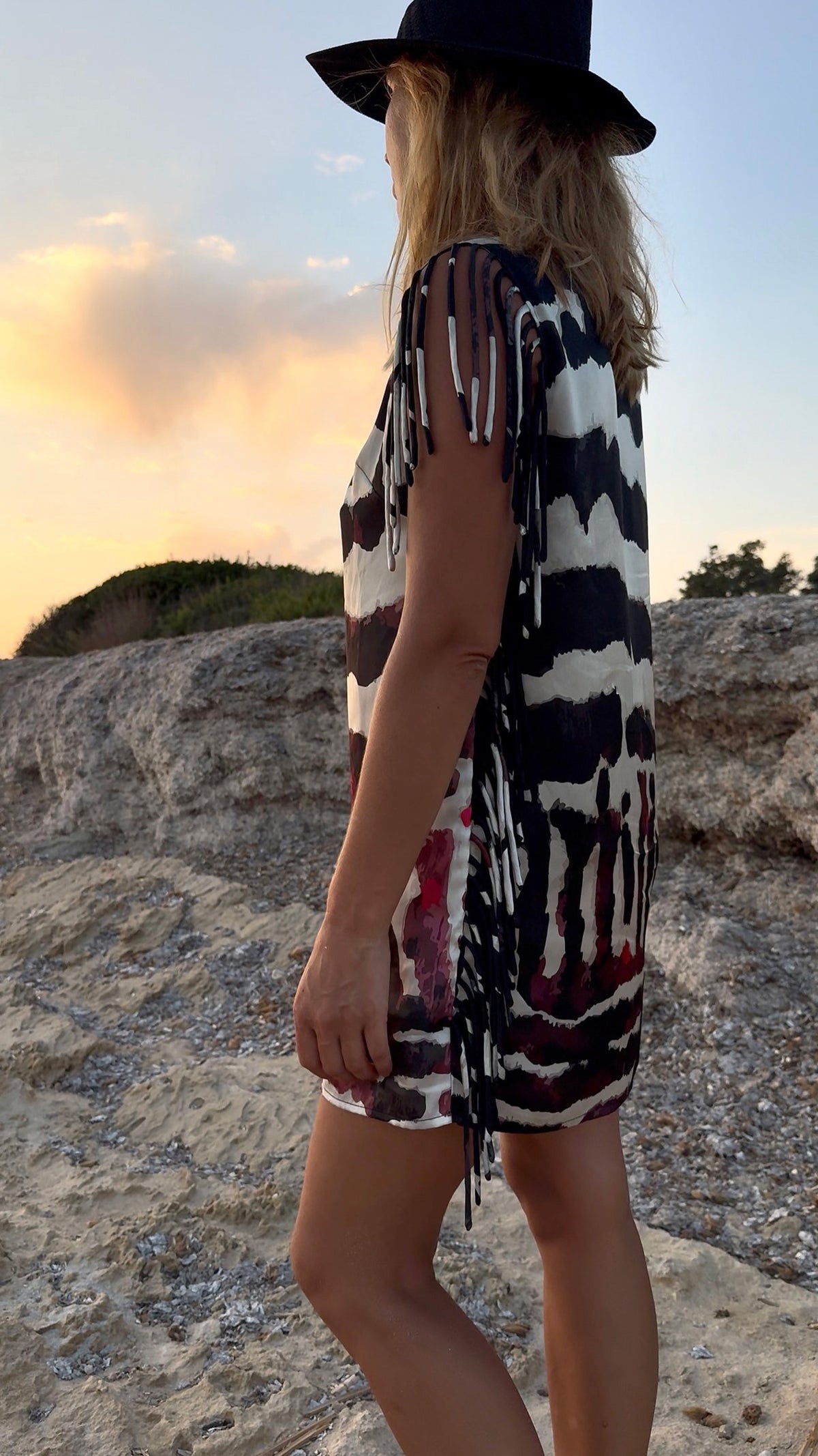 Mariposa Kaya Fringe Mini Silk Dress