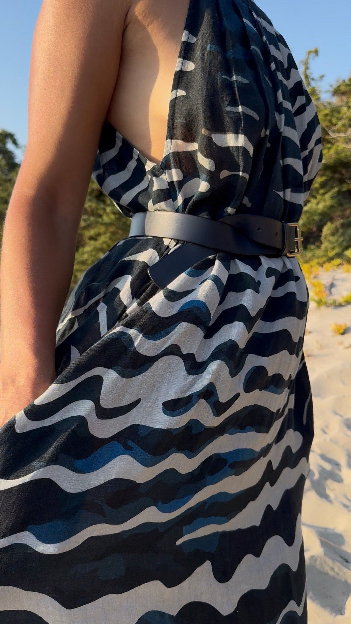 Blue Fans Maya Linen Maxi Dress
