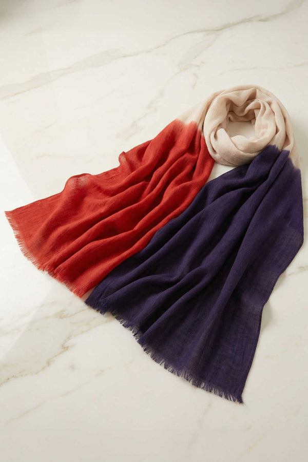 Dip Dyed Purple Blue & Orange Shawl
